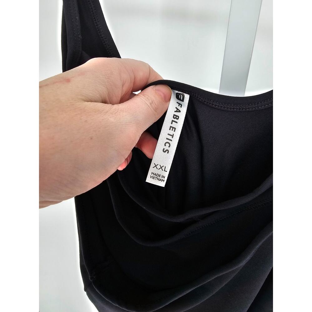 Fabletics Womens Sz XXL Cross Back Loose Fit Athletic Tank Top Solid Black - Picture 2 of 3